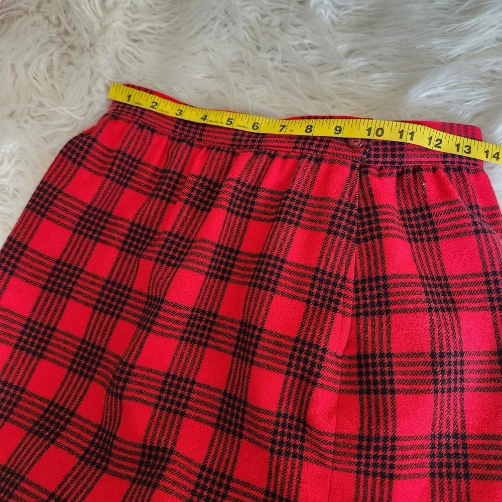 Vintage PENDLETON Skirt 100% Virgin Wool Plaid A Line 12 Made in USA Red - Picture 7 of 14